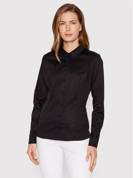 Класическа дълго риза Guess с дълъг ръкав черно