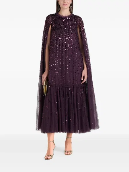 Maksi sukienka maxi Needle & Thread z cekinami garniturowa fioletowa