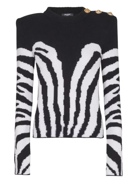 Pulover Balmain cu model zebră negru