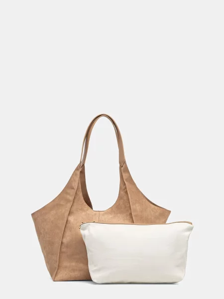 Medicine kabelka typu shopper dámska z imitácie semišu béžová