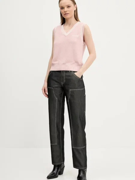 Guess Originals spodnie proste medium waist szary