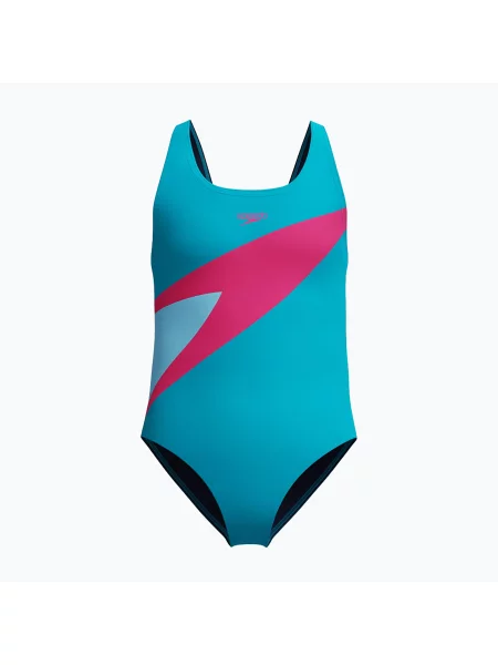Costum de înot întreg pentru copii Speedo Hyperboom Butterfly Back mayan blue/margarita pink albastru