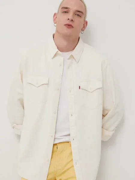 Риза Levi's мъжка със свободна кройка с класическа яка бежово