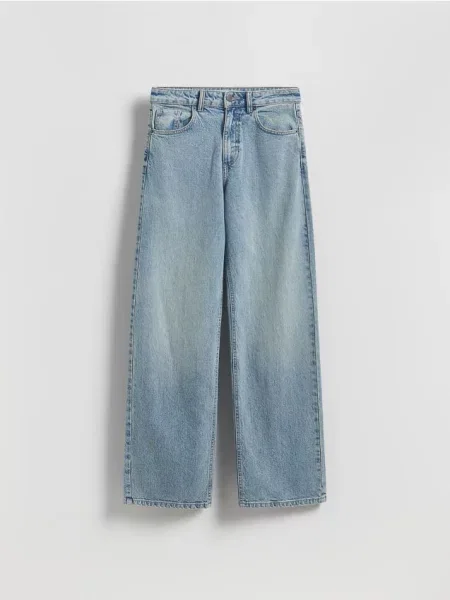 Reserved Jeansy wide leg niebieski
