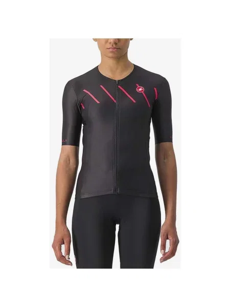 Koszulka z krótkim rękawem Castelli Free Speed 2 Race Rosso Corsa hibiskusowa S czarna