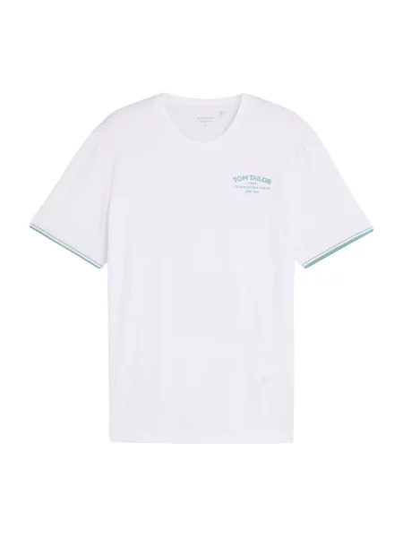 TOM TAILOR Tricou verde mentă alb