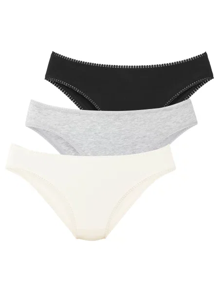 LASCANA Slip crem / gri amestecat negru