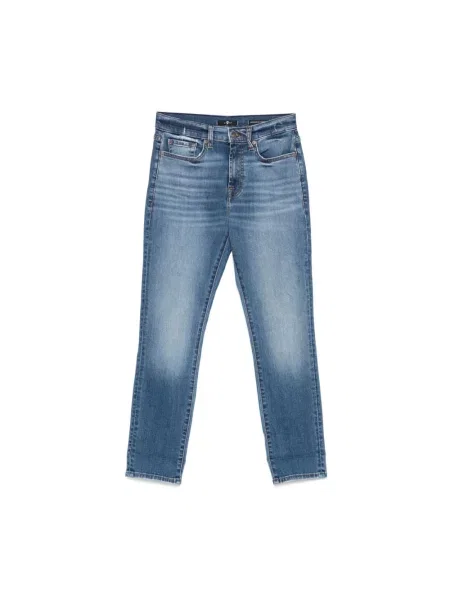 Jeansy 7 For All Mankind klasyczne z 5 kieszeniami niebieskie