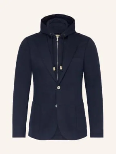 Eleventy Slim Fit Sako Z Džersejové Tkaniny S Odnímatelným Lemem tmavě modrá