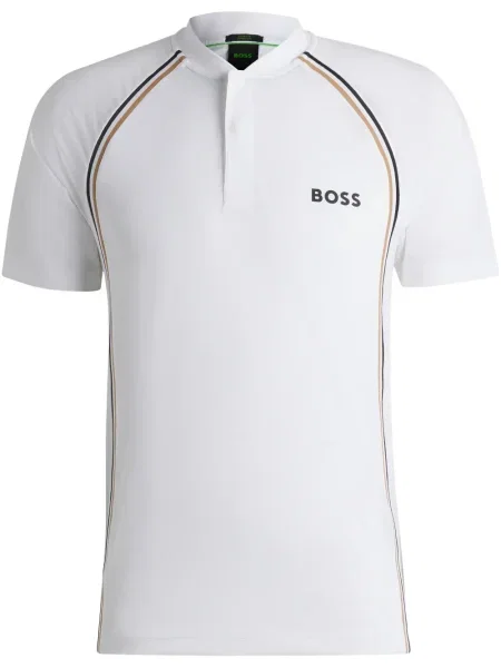 Поло тениска Boss с принт бяло
