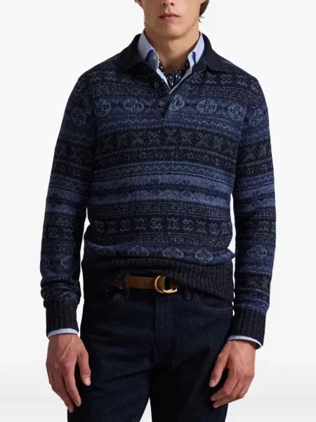 Dlouhá pruhovaná s límcem kšiltovka Polo Ralph Lauren modrá