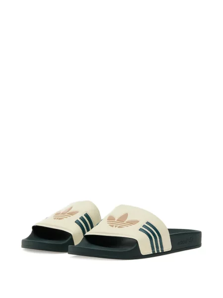 Sneakerși Adidas Adilette din piele de căprioară alb