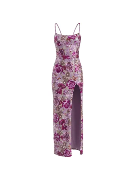Rochie maxi Bronx & Banco cu model floral cu imagine de costum roz