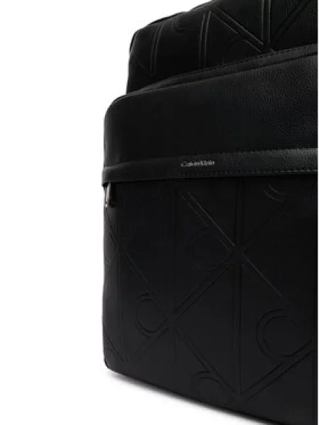 Calvin Klein Torbica za okrog pasu Emblem Aop Emboss Slim Square Bp črna