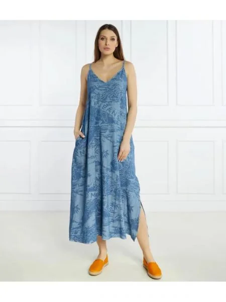 Tommy Jeans Farmer ruha LASER CHAMBRAY kék