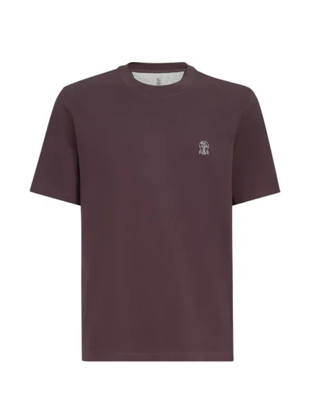 Tricou Brunello Cucinelli din jerseu cu decolteu rotund cu autograf violet