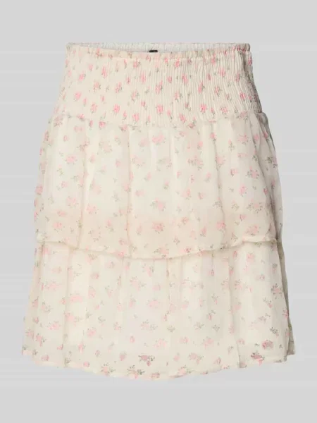 Spódnica mini o rozkloszowanym kroju ze wzorem na całej powierzchni model ‘SMILLA’ Vero Moda biała