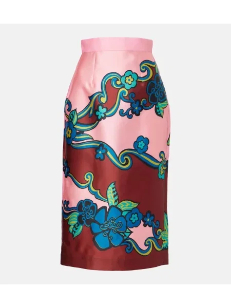 Fustă midi Alemais cu talie înaltă cu model floral până la genunchi