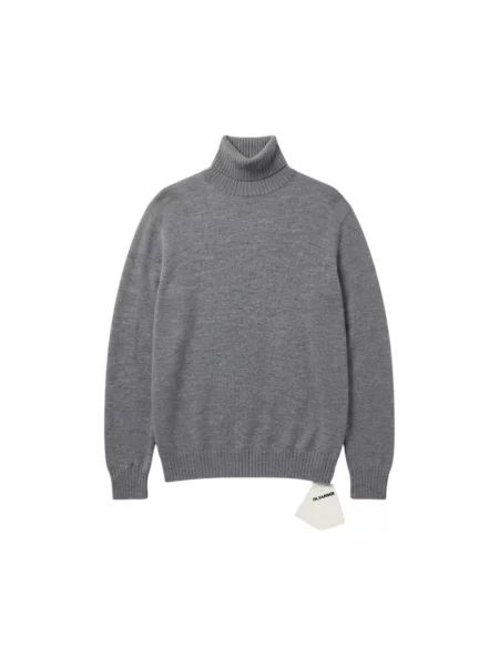 Sweter z golfem Jil Sander wełniany do golfa szary