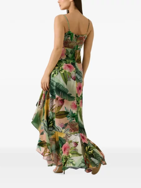Rochie Guess cu model floral cu imagine asimetrică verde