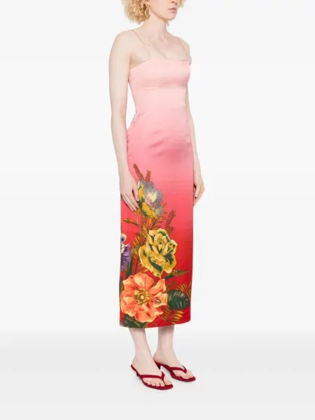 Миди рокля Alemais на цветя с принт до коляното розово
