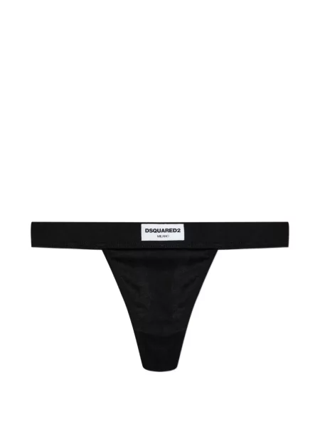 Chiloți tanga Dsquared2 cu autograf negru