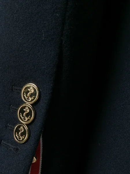 Palton Thom Browne de lână albastru