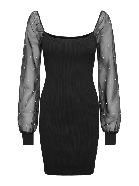 ONLY Pletena obleka ONLVANESSA črna / biserno bela