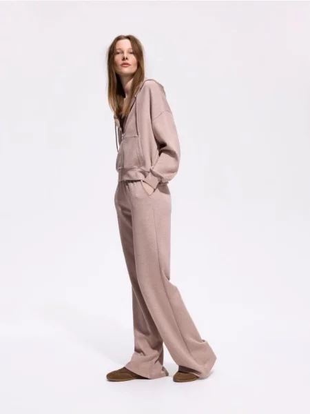 Reserved Pantaloni long leg cu modal bej