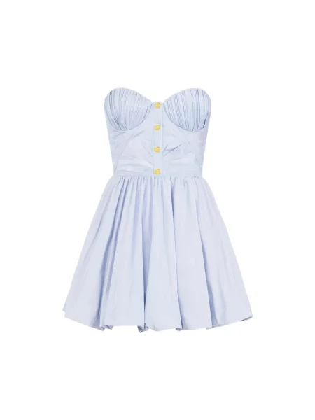 Sukienka mini Elisabetta Franchi z rękawami balonowymi niebieska