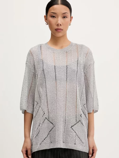 Adidas Originals tricou tricotat pentru femei ajurat gri