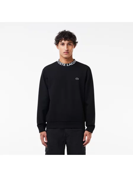 Lacoste Bluza Classic Fit Z Okrągłym Dekoltem I Z Nadrukiem czarny