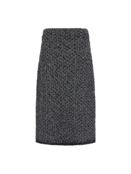 Spódnica jeansowa Fabiana Filippi z cekinami tweedowa do kolan niebieska