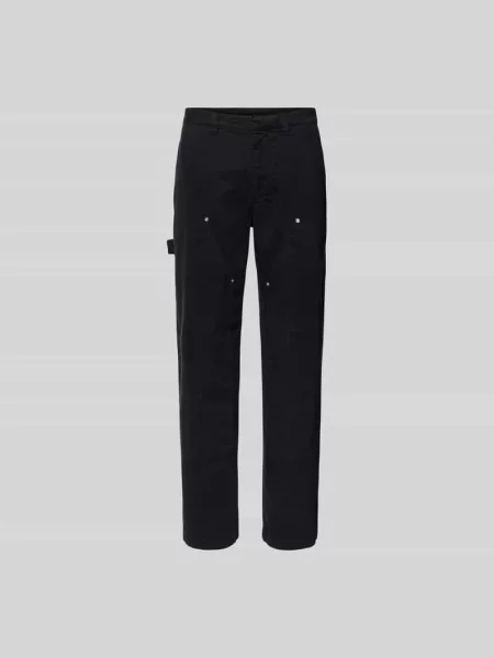 Jeansy o kroju straight fit z na nogawce Wood Wood czarne