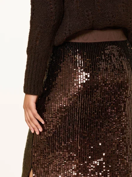 Mos Mosh Spódnica Mmadelina Beza Z Cekinami braun brązowa