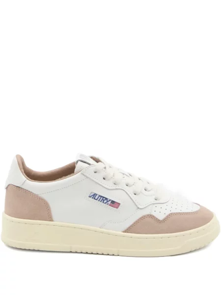 Sneakerși Autry din piele de căprioară alb