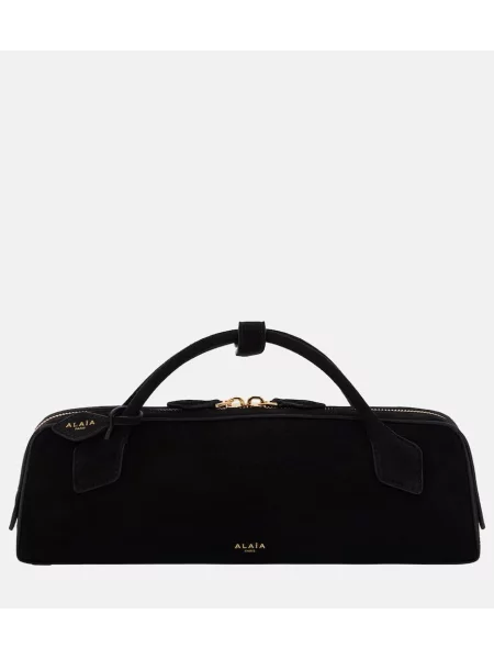 Pisemska torbica Alaia iz semiša črna