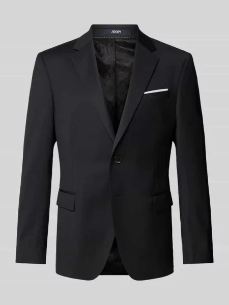 Marynarka JOOP! Collection;Mieszanka bawełny i elastanu;Prosty krój;Model ‘Herby’;Jednolity kolor;Kołnierz z połami;Brustasza;Listwa guzikowa;Kieszenie z patką;Długość tyłu w rozmiarze czarna