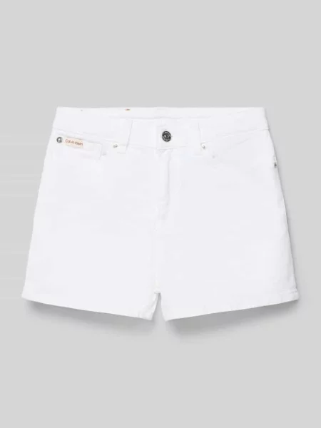 Szorty jeansowe z detal z logo Calvin Klein Jeans białe