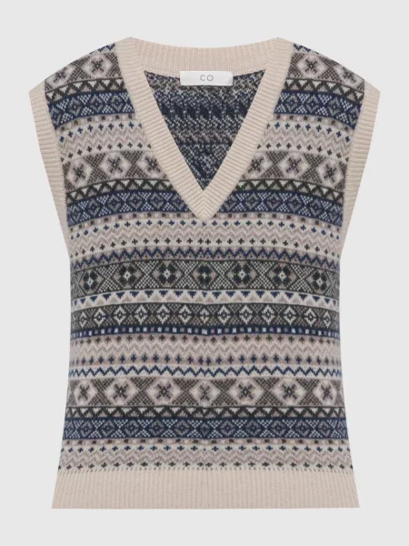 Жилет з кашеміру в жакардовий візерунок Co бежевий