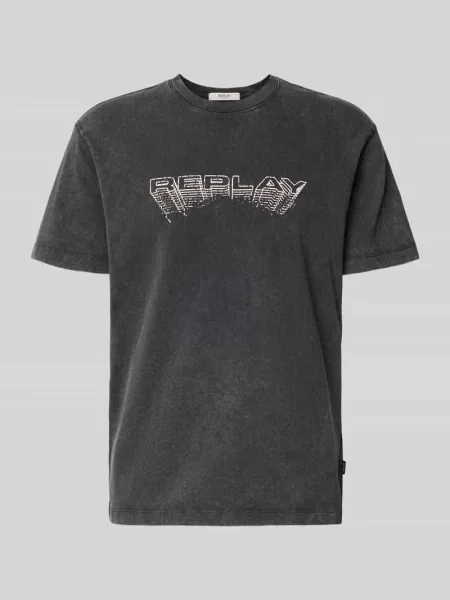 T-shirt o kroju regular fit z czystej bawełny Replay czarna