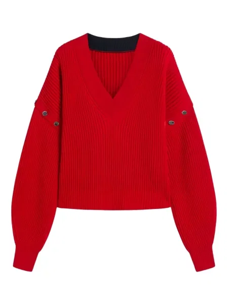 Pulover Sportmax cu decolteu în V roșu