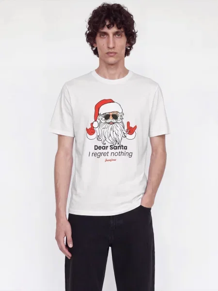 JACK & JONES Tricou JJXMAS FUN roșu / negru alb