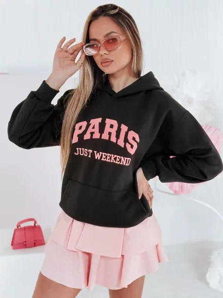 Bluza oversize z kapturem PARISSIA Dstreet czarna