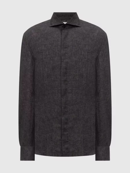 Льняная рубашка Brunello Cucinelli серая