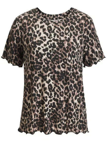 LASCANA Tricou ecru / maro negru