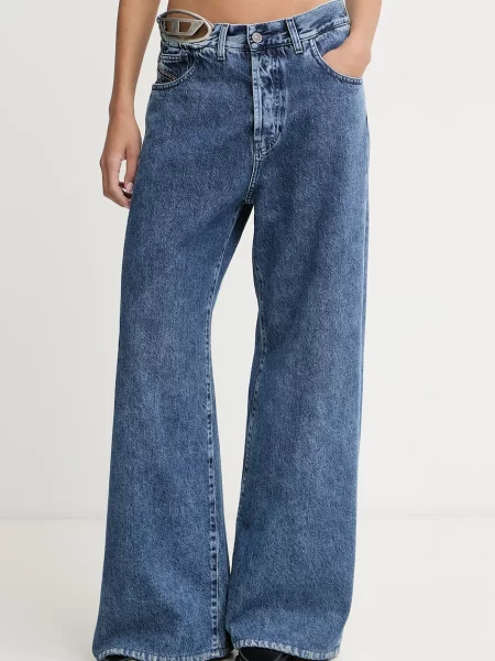 Diesel jeansy wide leg niebieskie