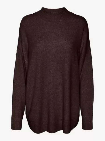 VERO MODA Sveter VMPlaza tmavohnedá hnedá