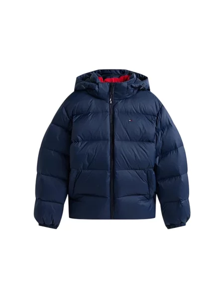 Kurtka puchowa o kroju relaxed fit z kapturem Tommy Jeans granatowa
