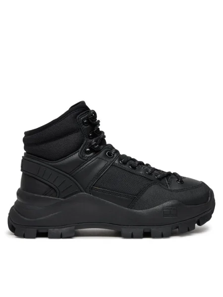 Боти Tommy Jeans TJW FEMININE HYBRID BOOT с равна подметка черно